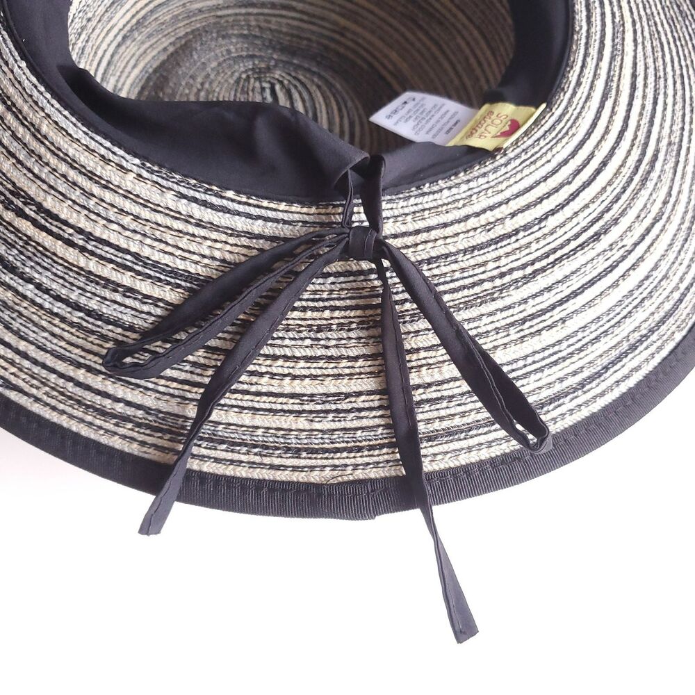 Solar Escape Sun Hat Womens One Size Woven Wide Brim Adjustable Vacation Beige - Picture 6 of 8
